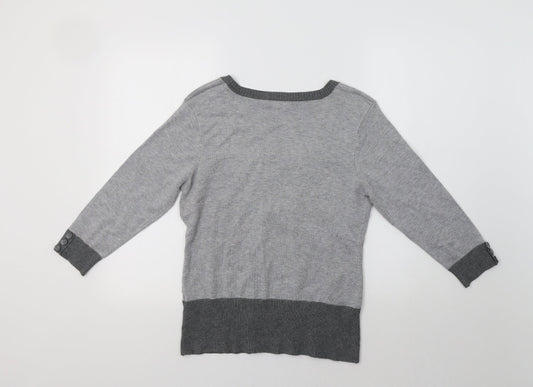 M&Co Womens Grey Striped  Pullover Jumper Size M