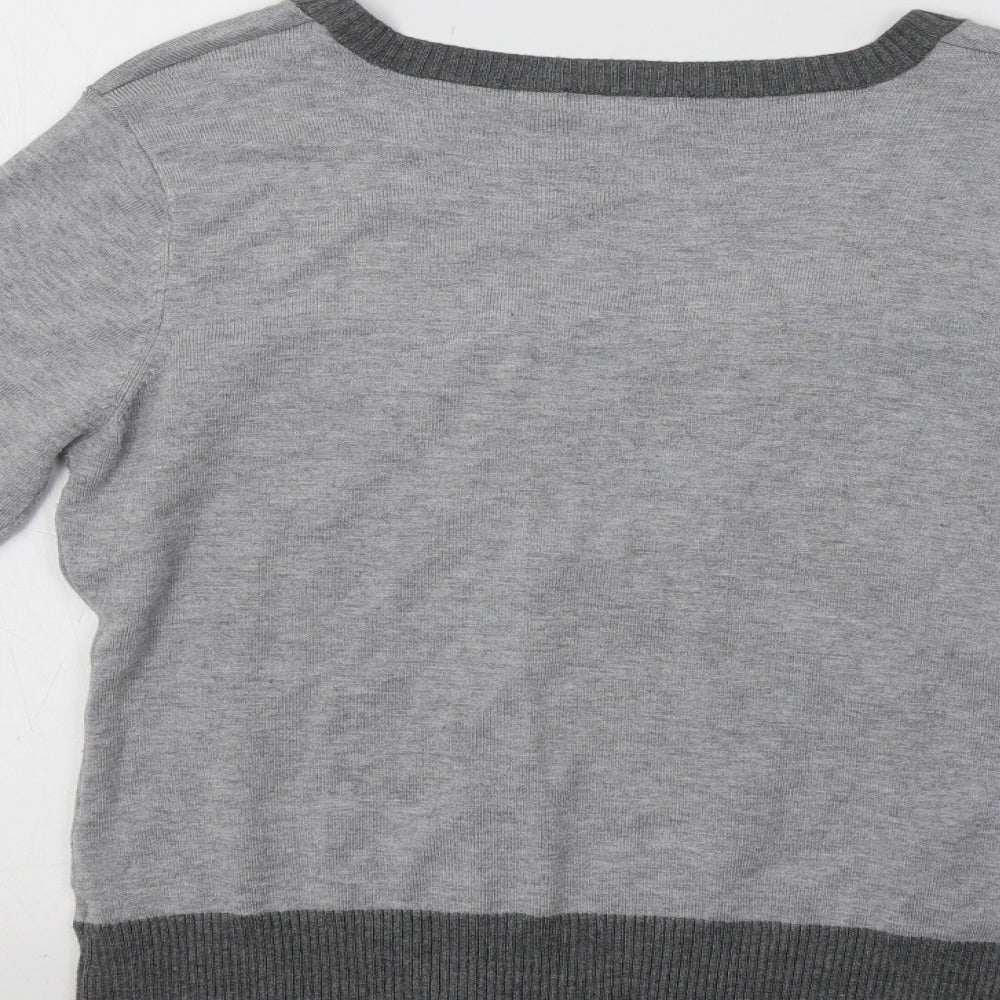 M&Co Womens Grey Striped  Pullover Jumper Size M