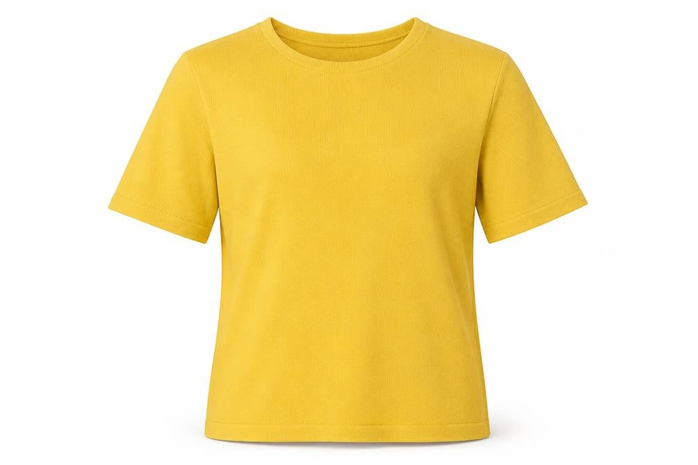 Love Knitwear Womens Yellow  Knit Basic T-Shirt Size 14