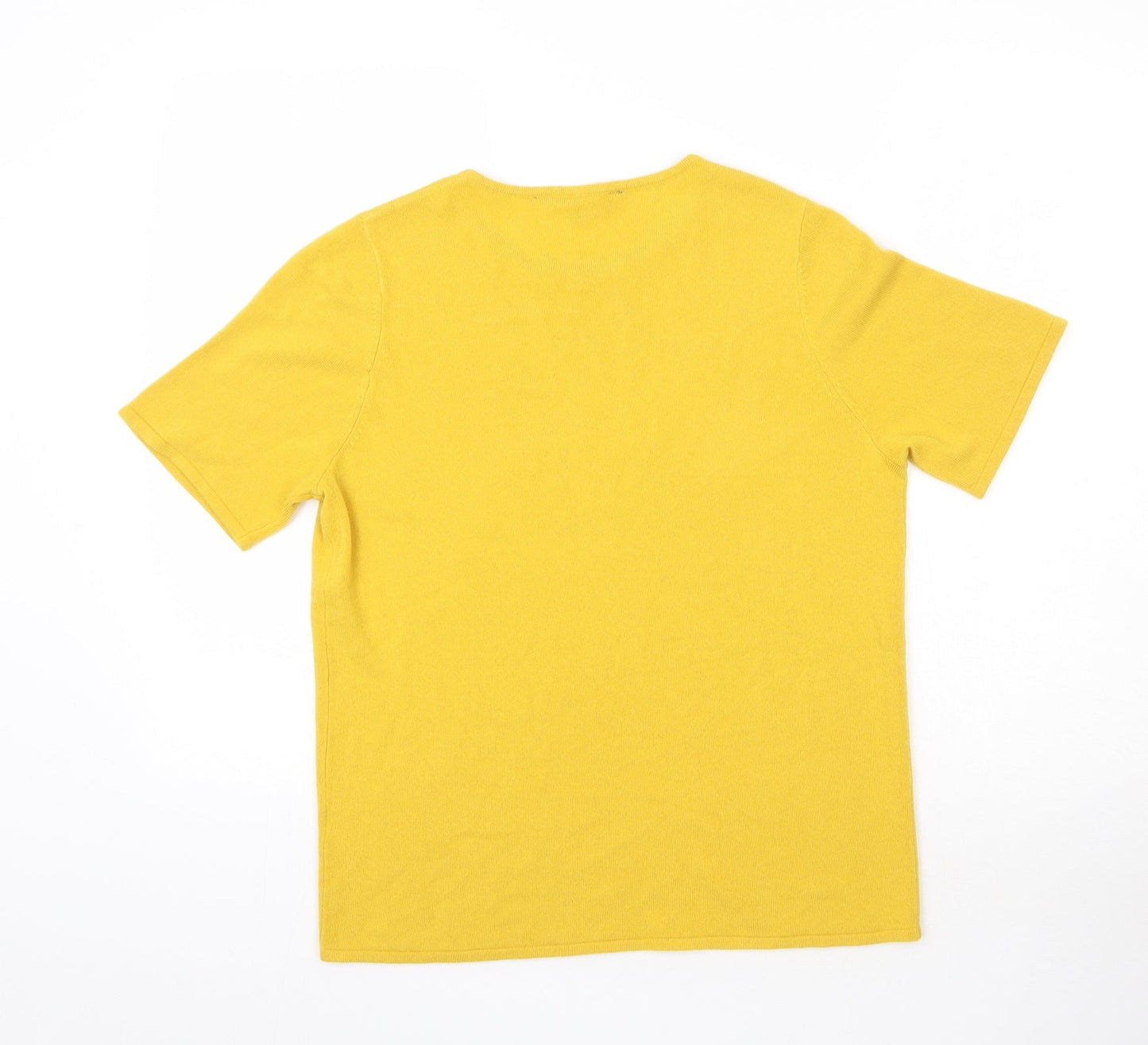 Love Knitwear Womens Yellow  Knit Basic T-Shirt Size 14