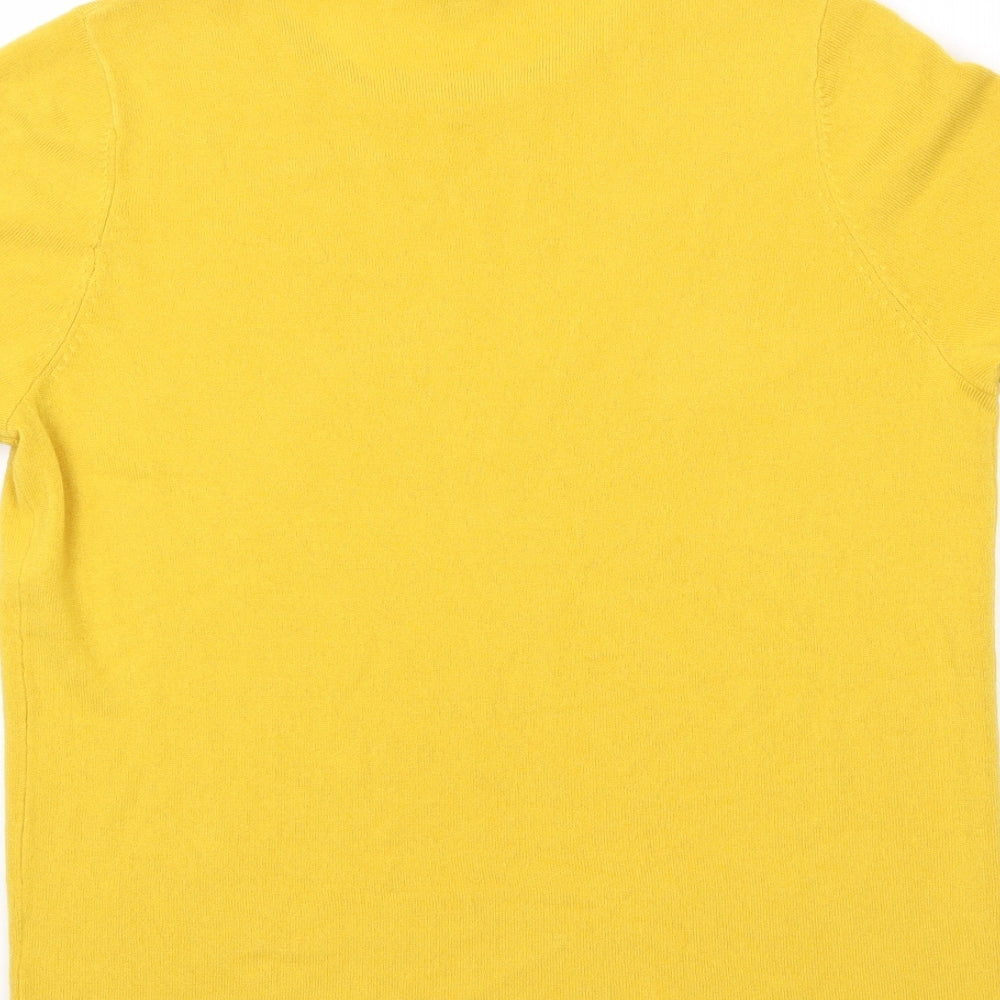 Love Knitwear Womens Yellow  Knit Basic T-Shirt Size 14