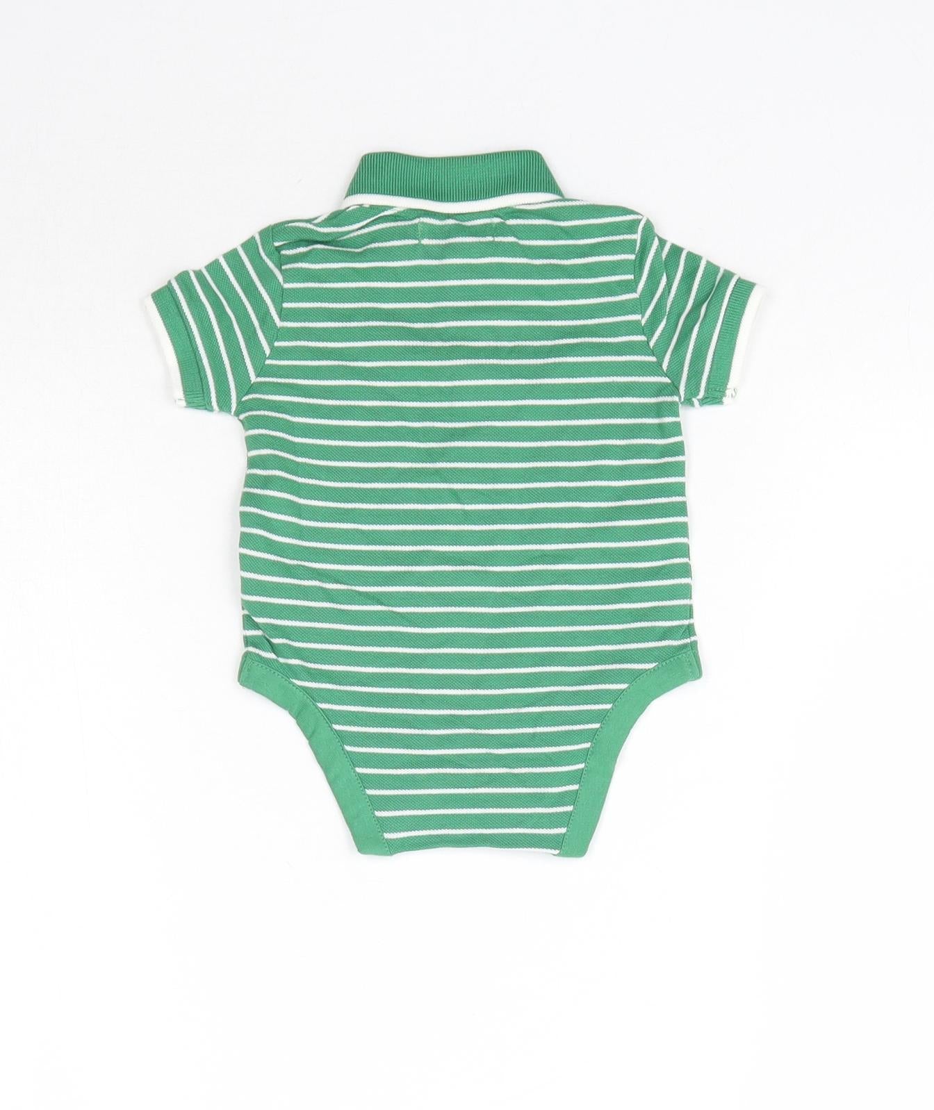 BY Very Baby Green Striped  Basic Polo Size 0-3 Months