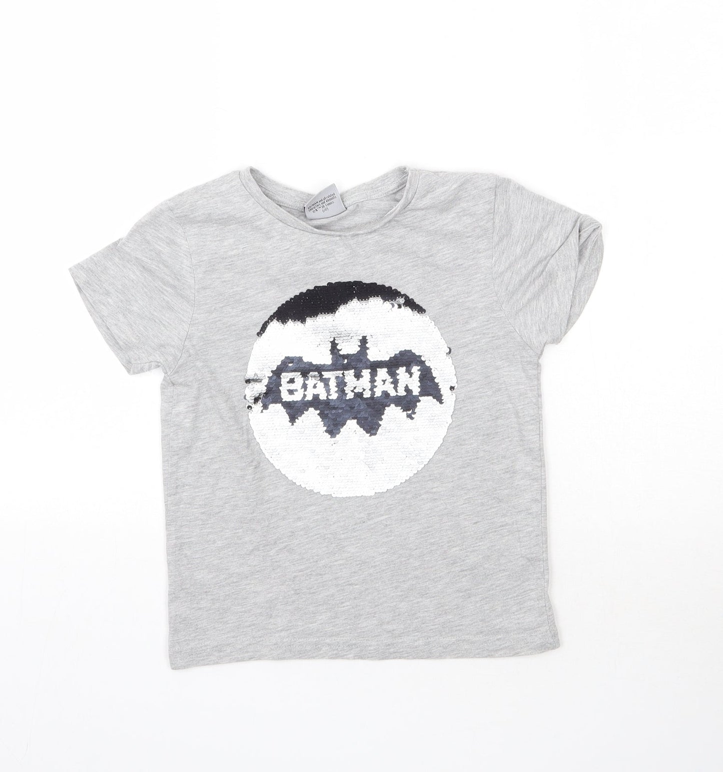 Primark Girls Grey   Basic T-Shirt Size 7-8 Years  - Batman