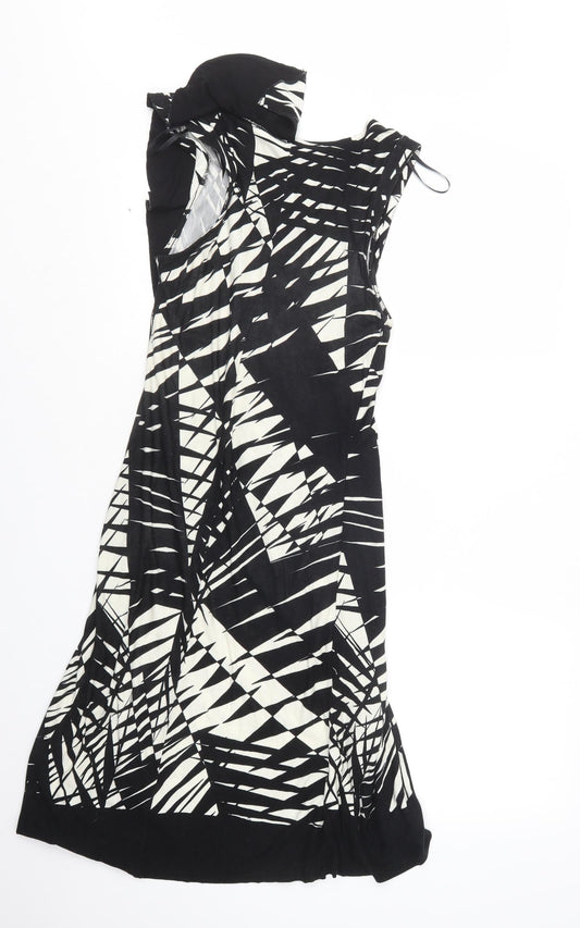 Oasis Womens Black Geometric  T-Shirt Dress  Size S