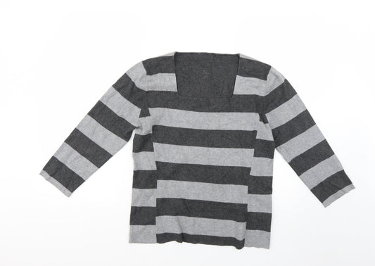 aw Womens Multicoloured Striped  Pullover Jumper Size 10