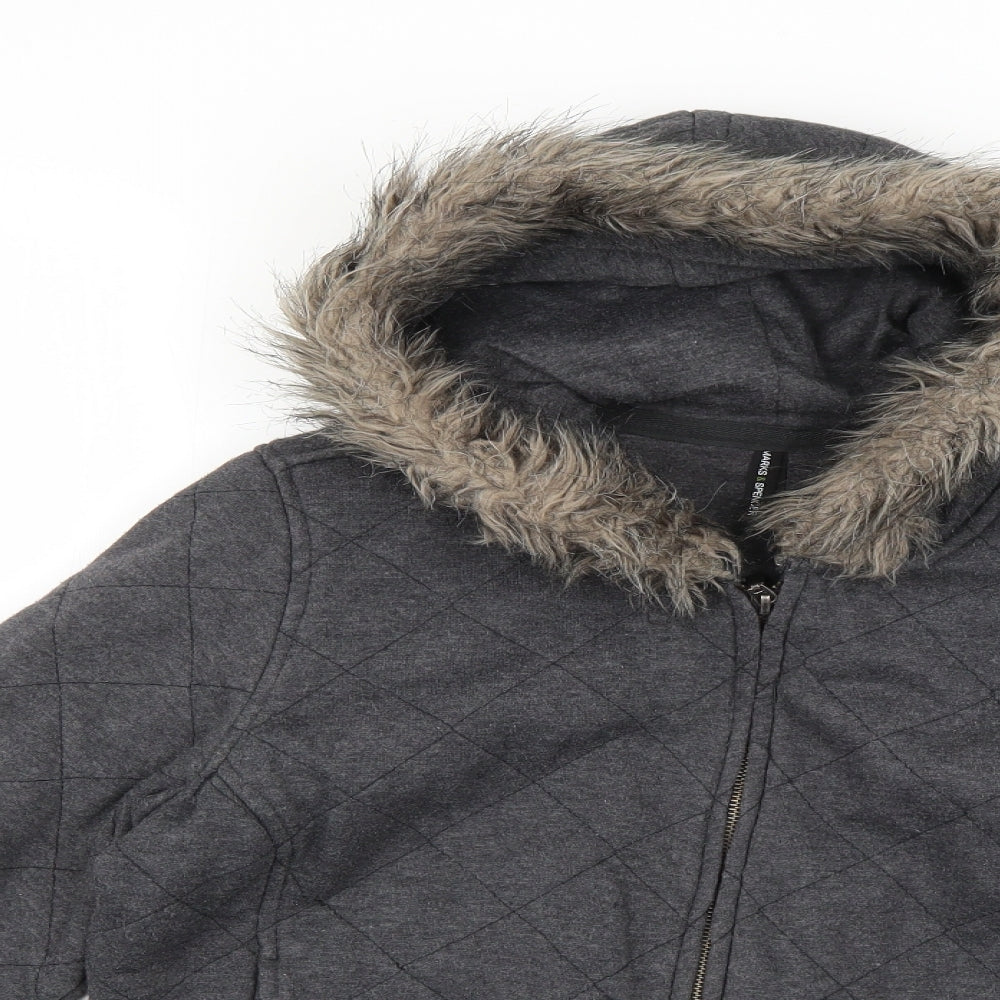 Marks and Spencer Womens Grey   Rain Coat Coat Size 12