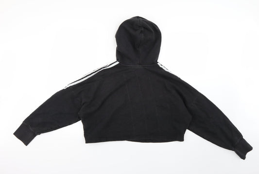 Womens Black Striped  Pullover Hoodie Size 6