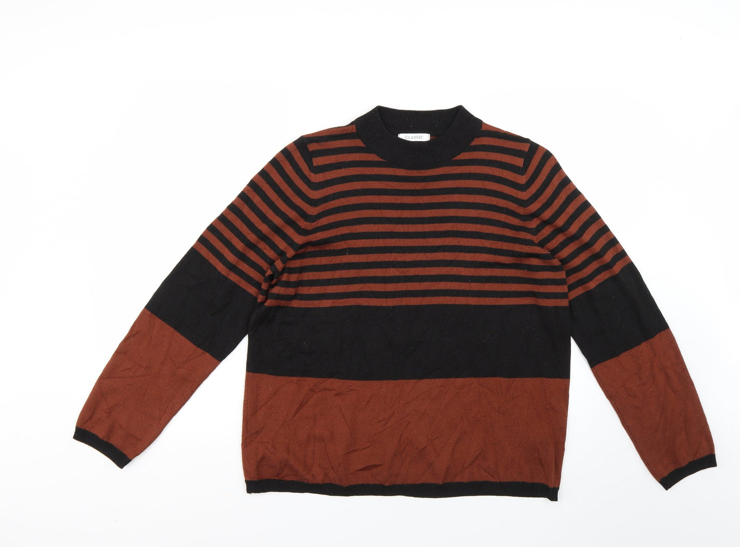 marks Womens Brown Geometric  Pullover Jumper Size 16
