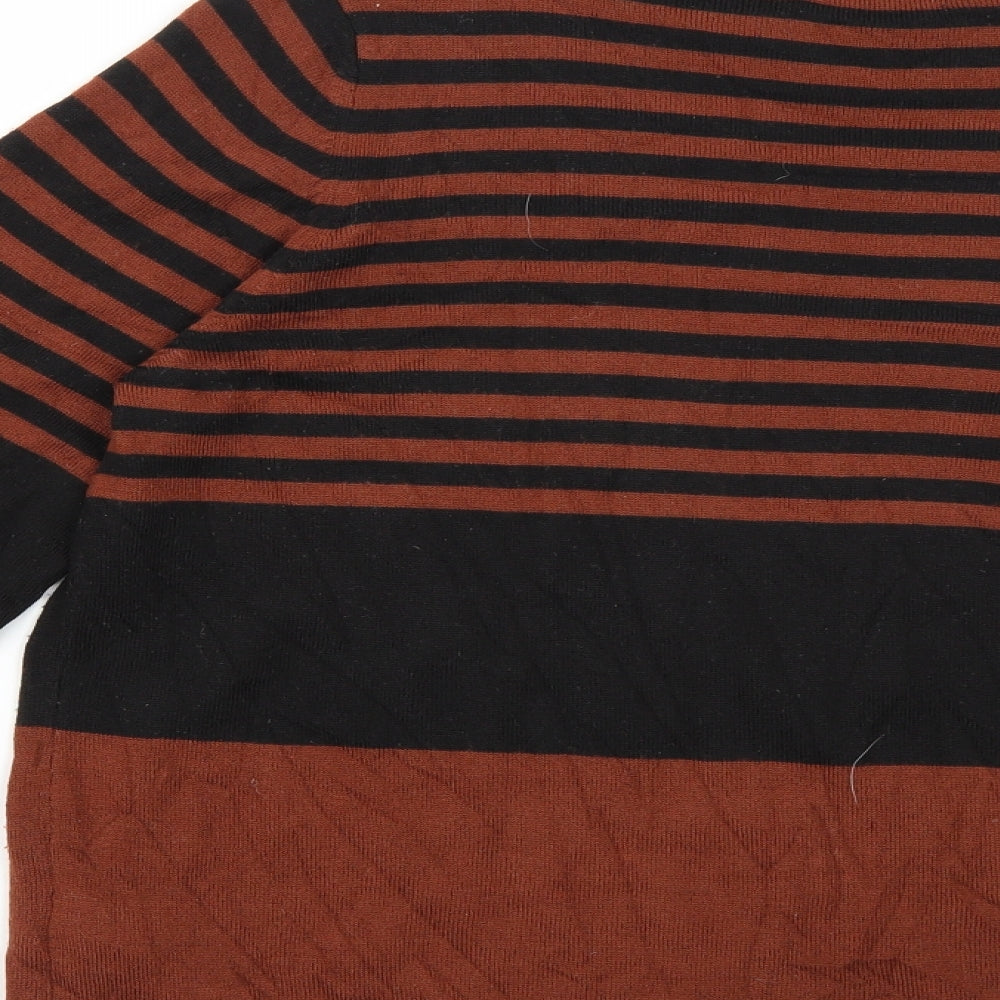 marks Womens Brown Geometric  Pullover Jumper Size 16