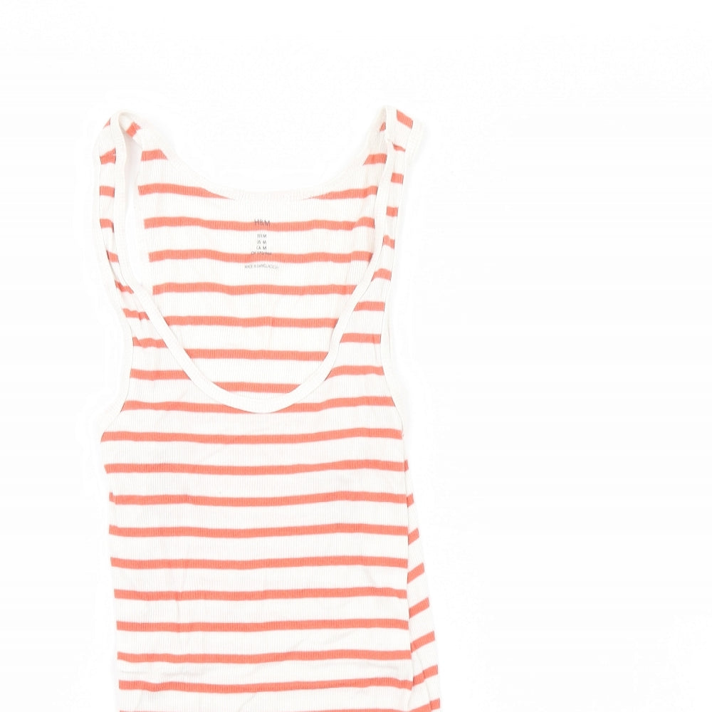 H&M Womens White Striped  Basic Tank Size M