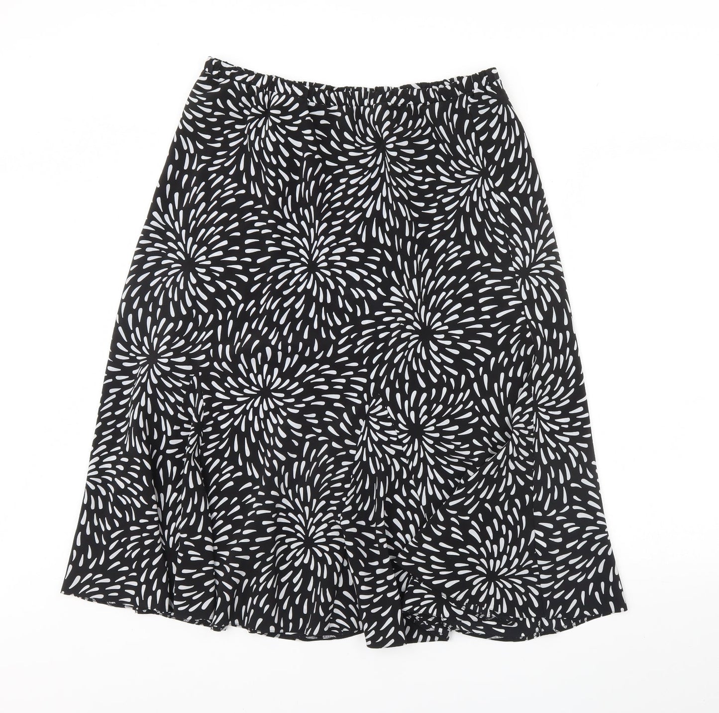 Preworn Womens Black Geometric  Flare Skirt Size 34 in