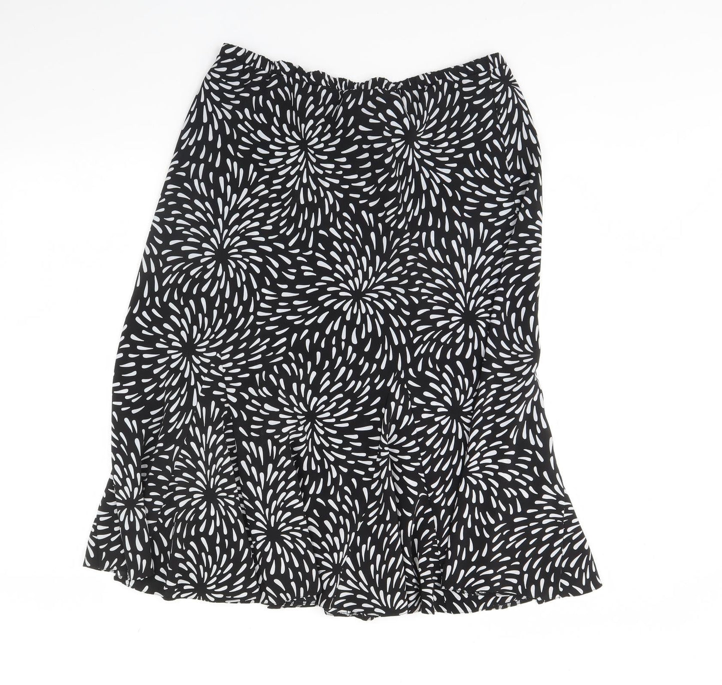 Preworn Womens Black Geometric  Flare Skirt Size 34 in