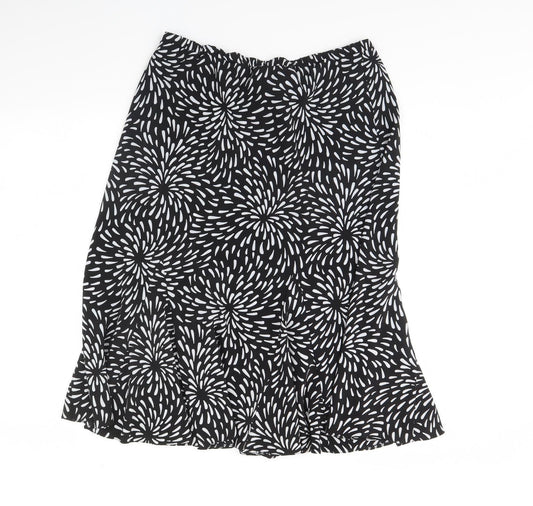 Preworn Womens Black Geometric  Flare Skirt Size 34 in
