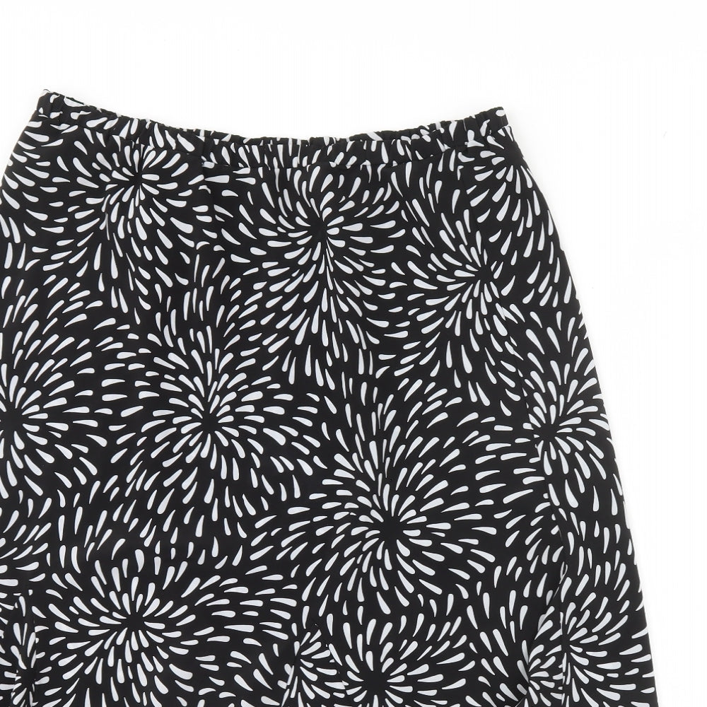 Preworn Womens Black Geometric  Flare Skirt Size 34 in