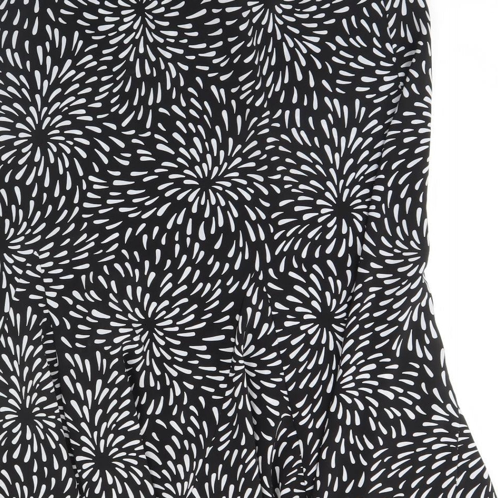 Preworn Womens Black Geometric  Flare Skirt Size 34 in