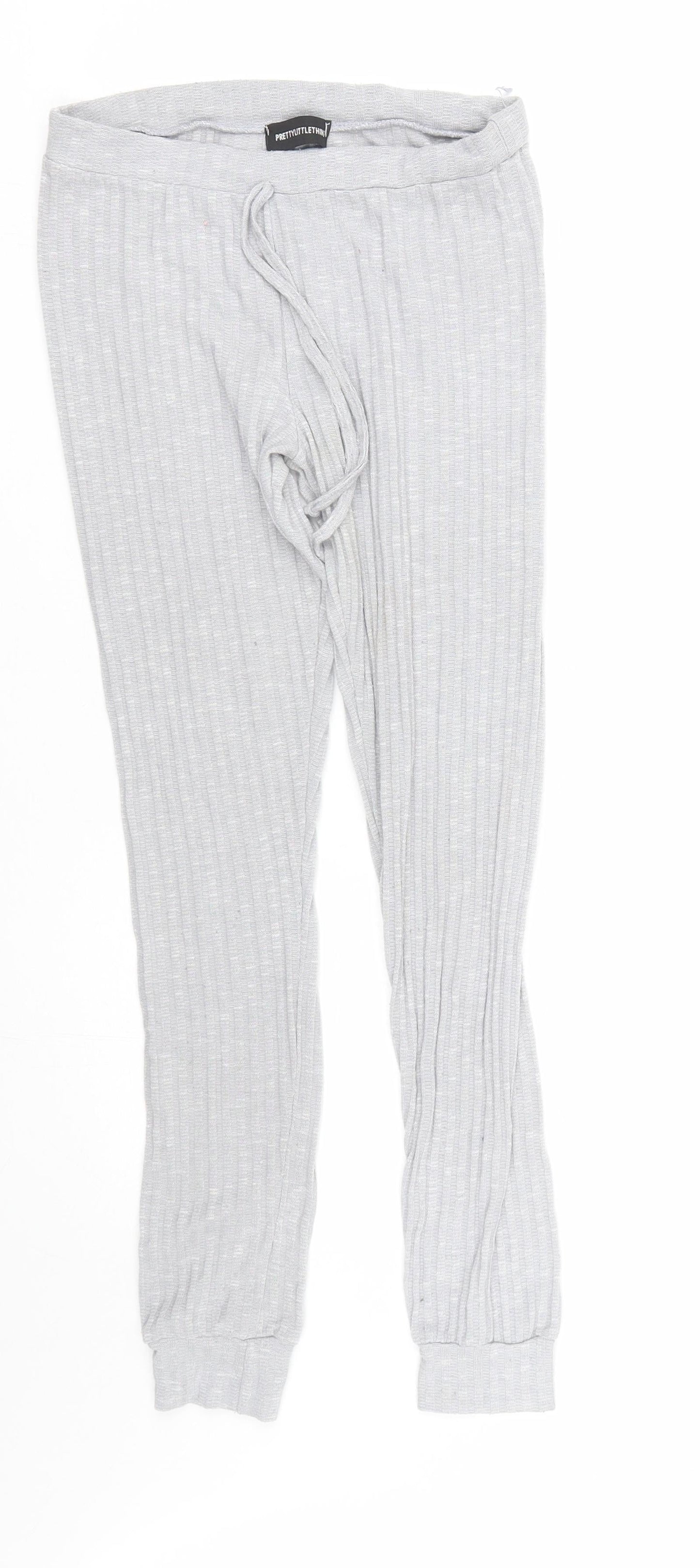 PRETTYLITTLETHING Womens Grey Striped  Jogger Trousers Size S L26 in