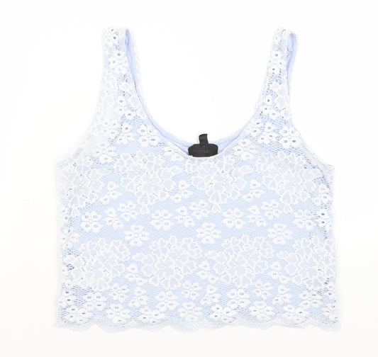 Topshop Womens Blue Floral  Cropped Tank Size 6