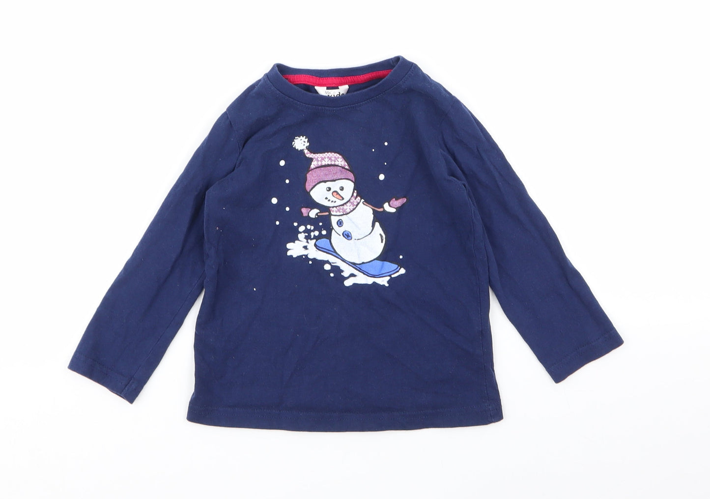 M&CO  Boys Blue Geometric  Basic T-Shirt Size 2-3 Years