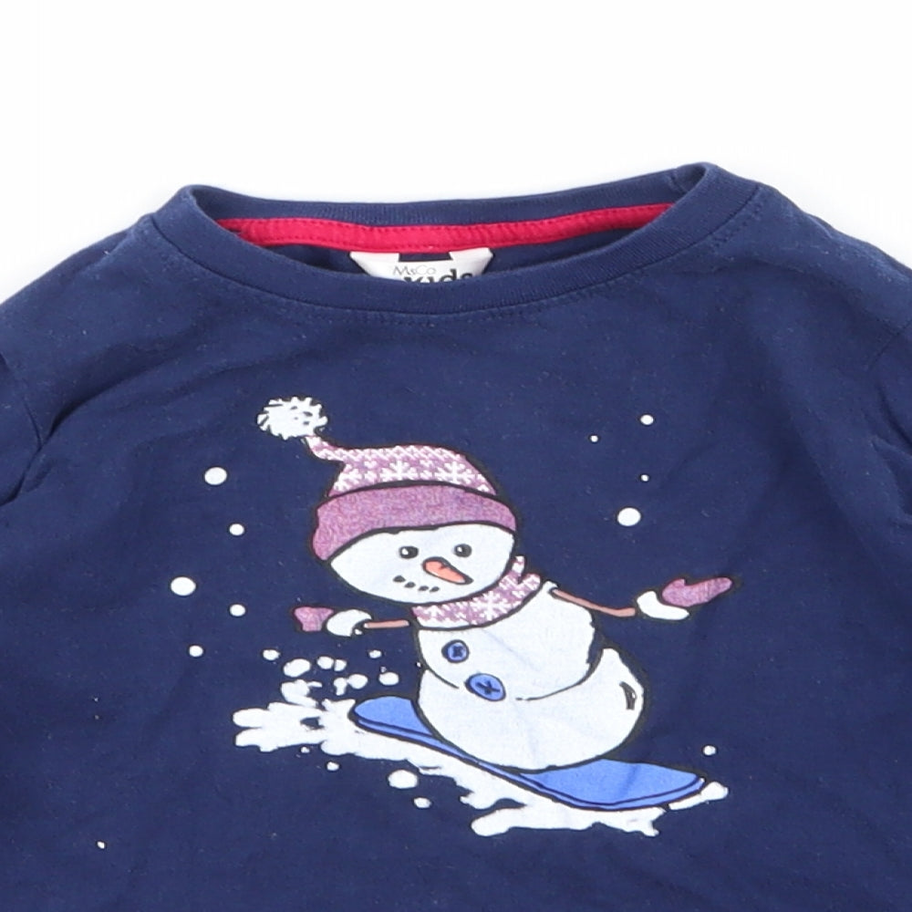 M&CO  Boys Blue Geometric  Basic T-Shirt Size 2-3 Years