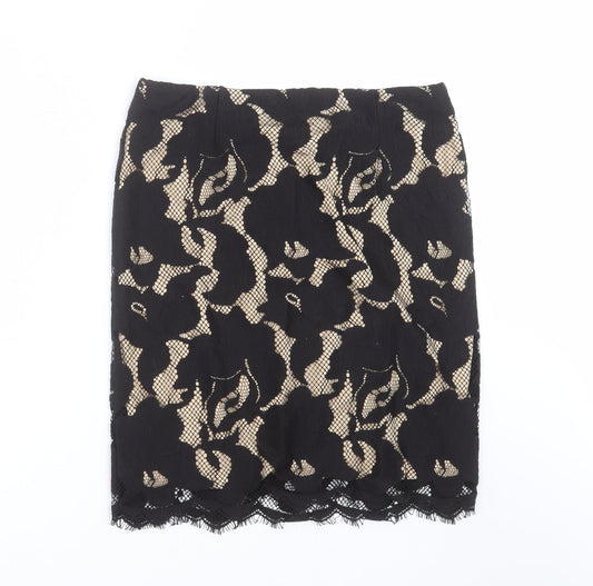 Max Studio Womens Black Floral  Straight & Pencil Skirt Size M