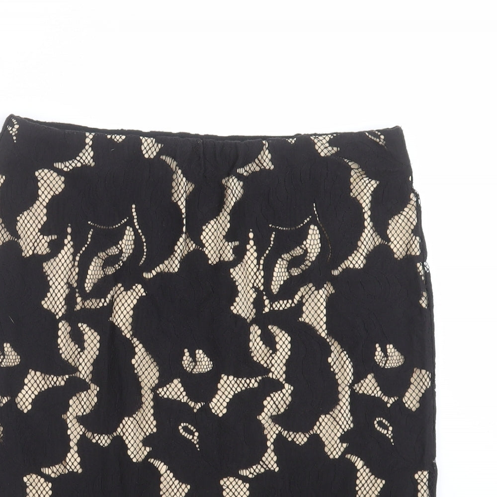Max Studio Womens Black Floral  Straight & Pencil Skirt Size M