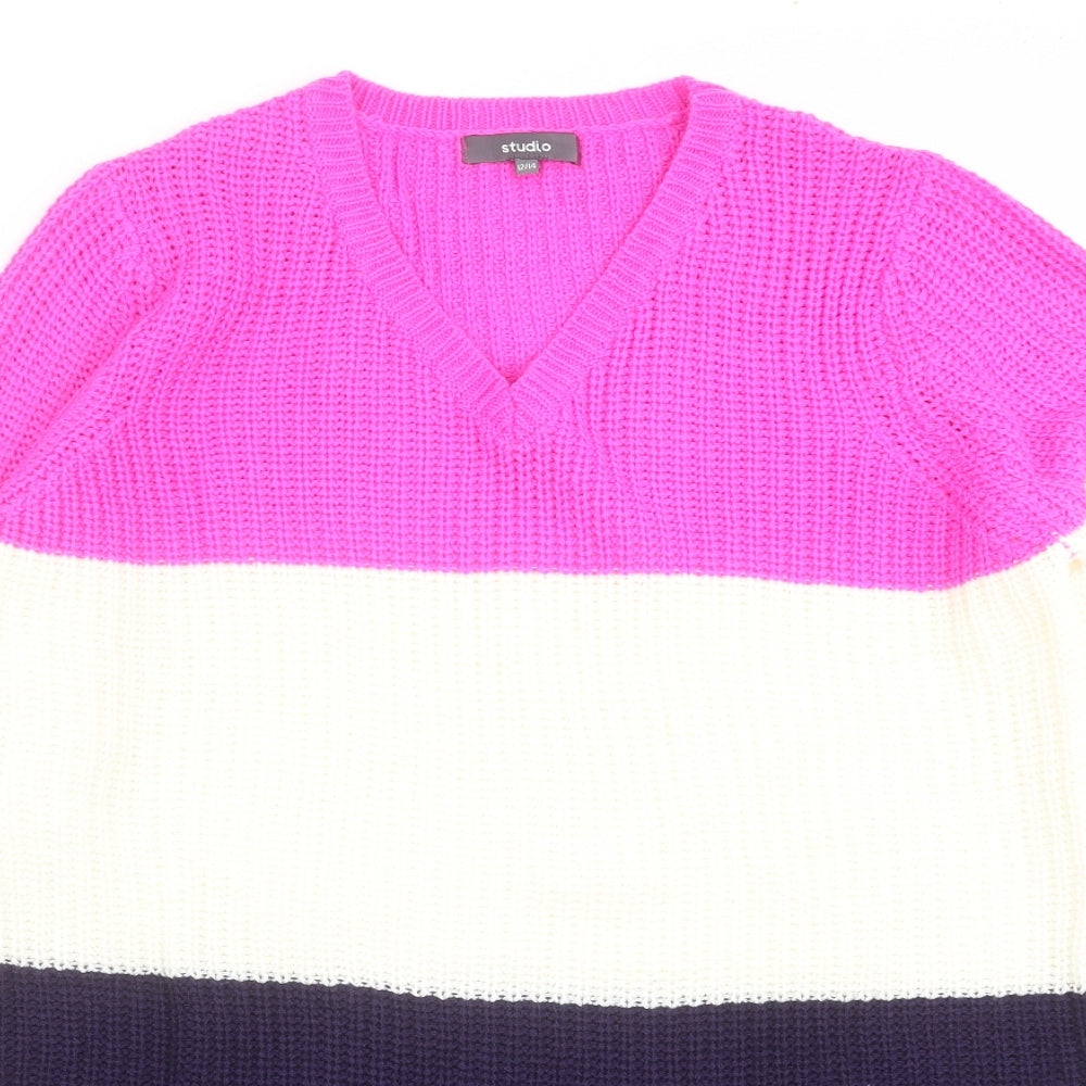 Studio Womens Multicoloured  Knit Pullover Jumper Size 12  - Colour Block