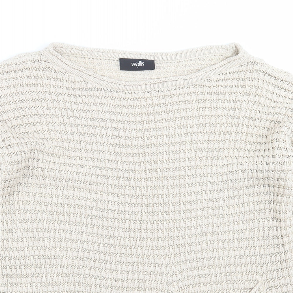 Wallis Womens Beige  Knit Pullover Jumper Size S  - open knit