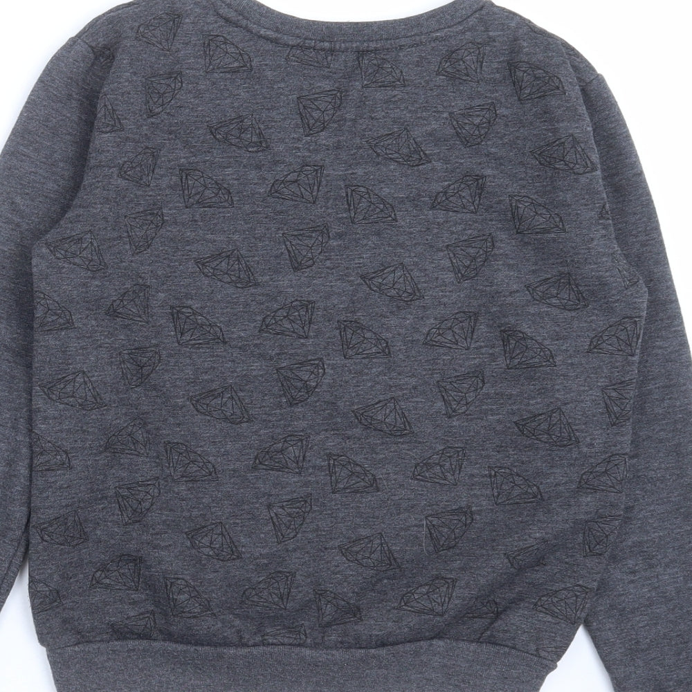 Primark Boys Grey   Pullover Sweatshirt Size 9-10 Years  - Diamond Pattern