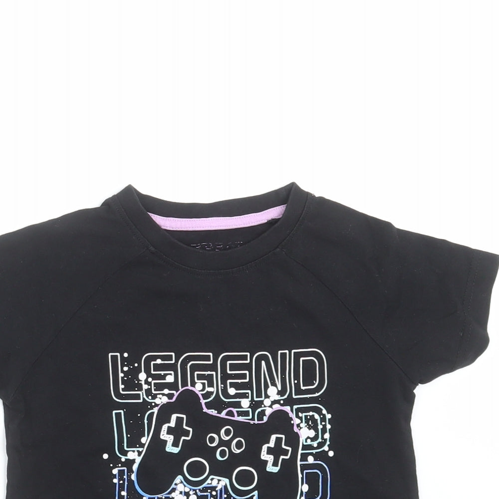 Matalan Boys Black   Basic T-Shirt Size 5 Years  - gaming