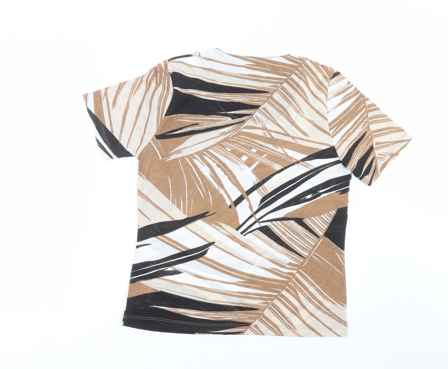Tigi Wear Womens Beige Geometric  Basic T-Shirt Size 10