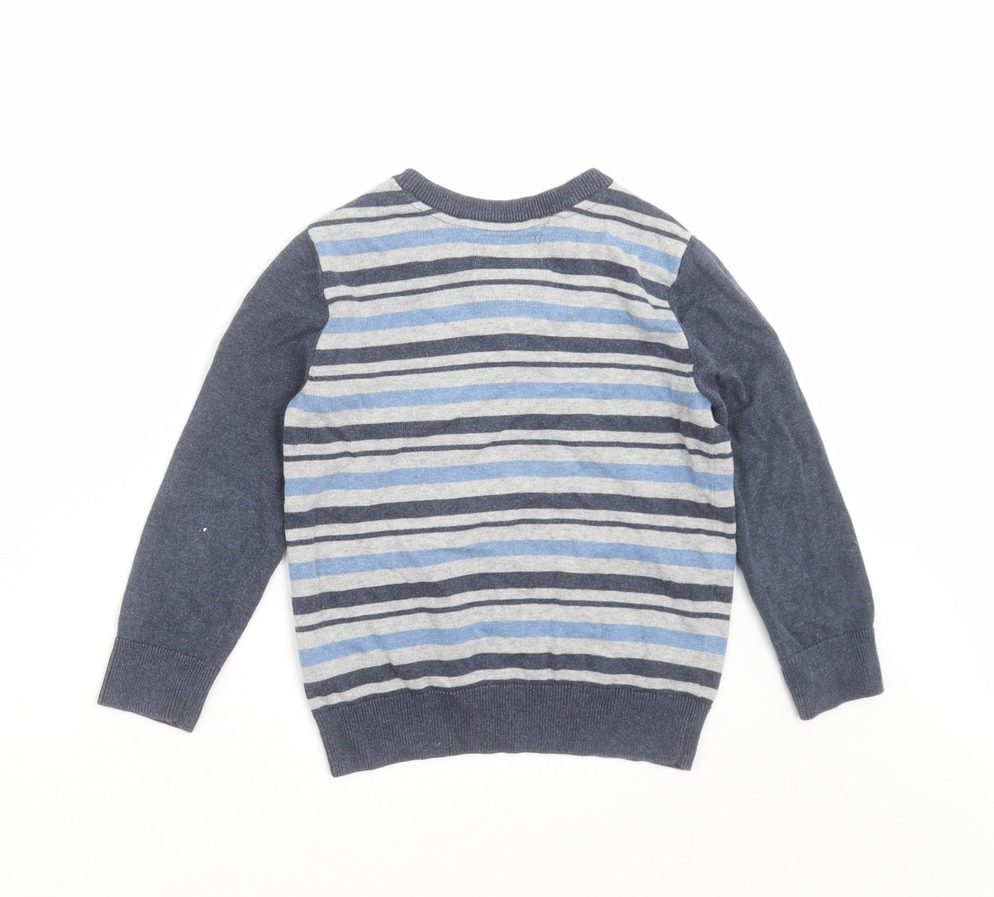 Matalan Boys Blue Striped Knit Pullover Jumper Size 6 Years