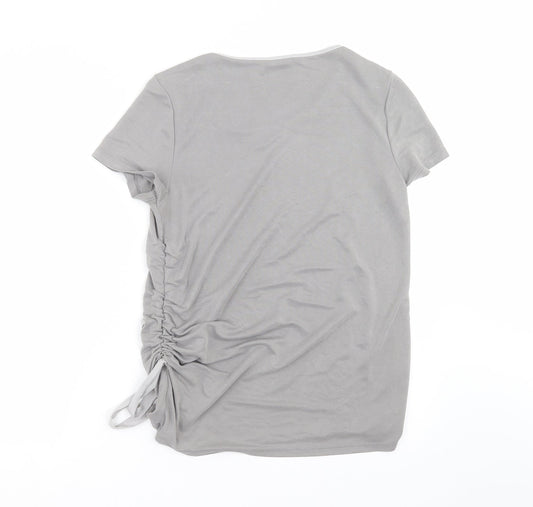 Roman Womens Grey   Basic T-Shirt Size 12  - ruched side