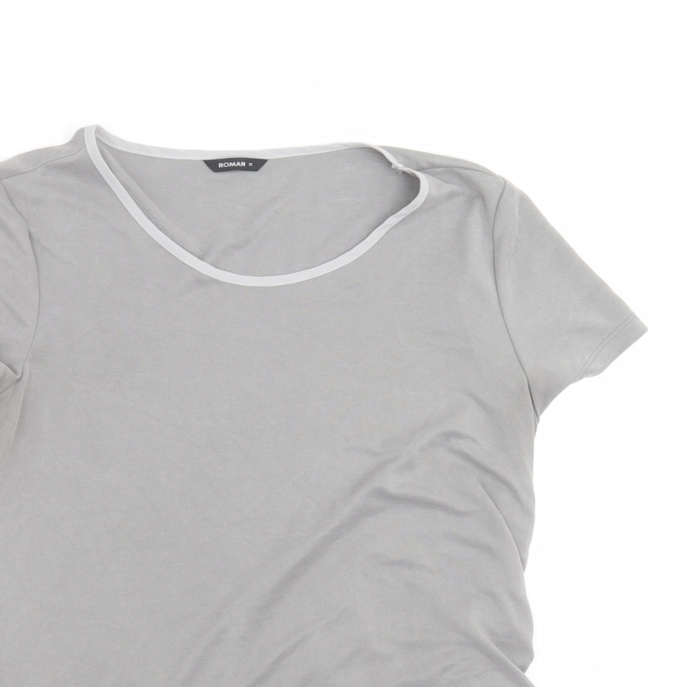Roman Womens Grey   Basic T-Shirt Size 12  - ruched side