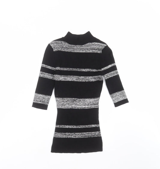 LU NYC Womens Black Striped Knit Pullover Jumper Size M  - stretch fabric