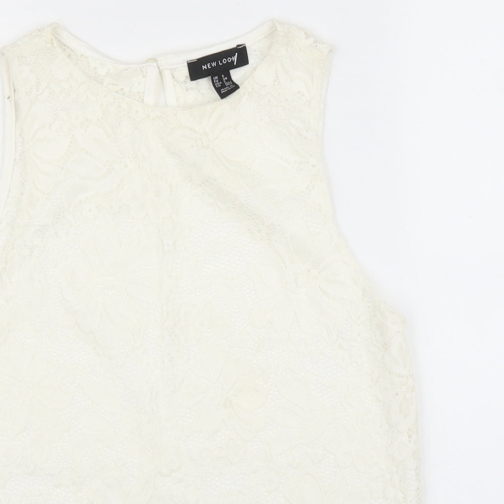 New Look Womens Ivory Floral  Basic Blouse Size 6
