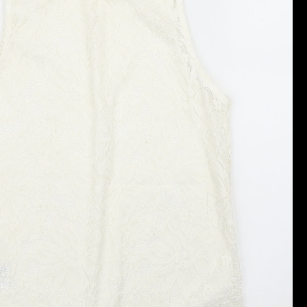 New Look Womens Ivory Floral  Basic Blouse Size 6