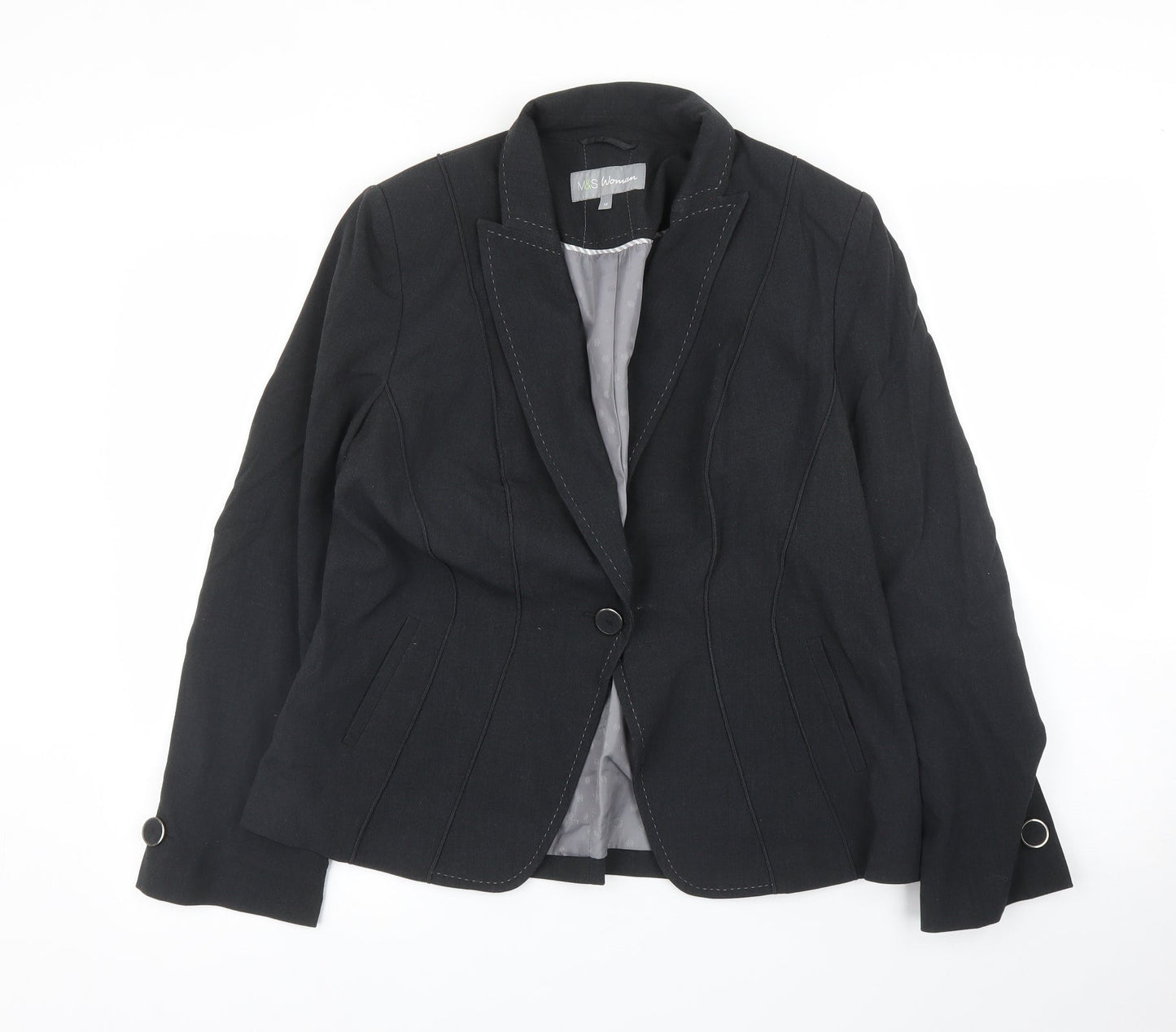 M&S Womens Grey   Jacket Blazer Size 14