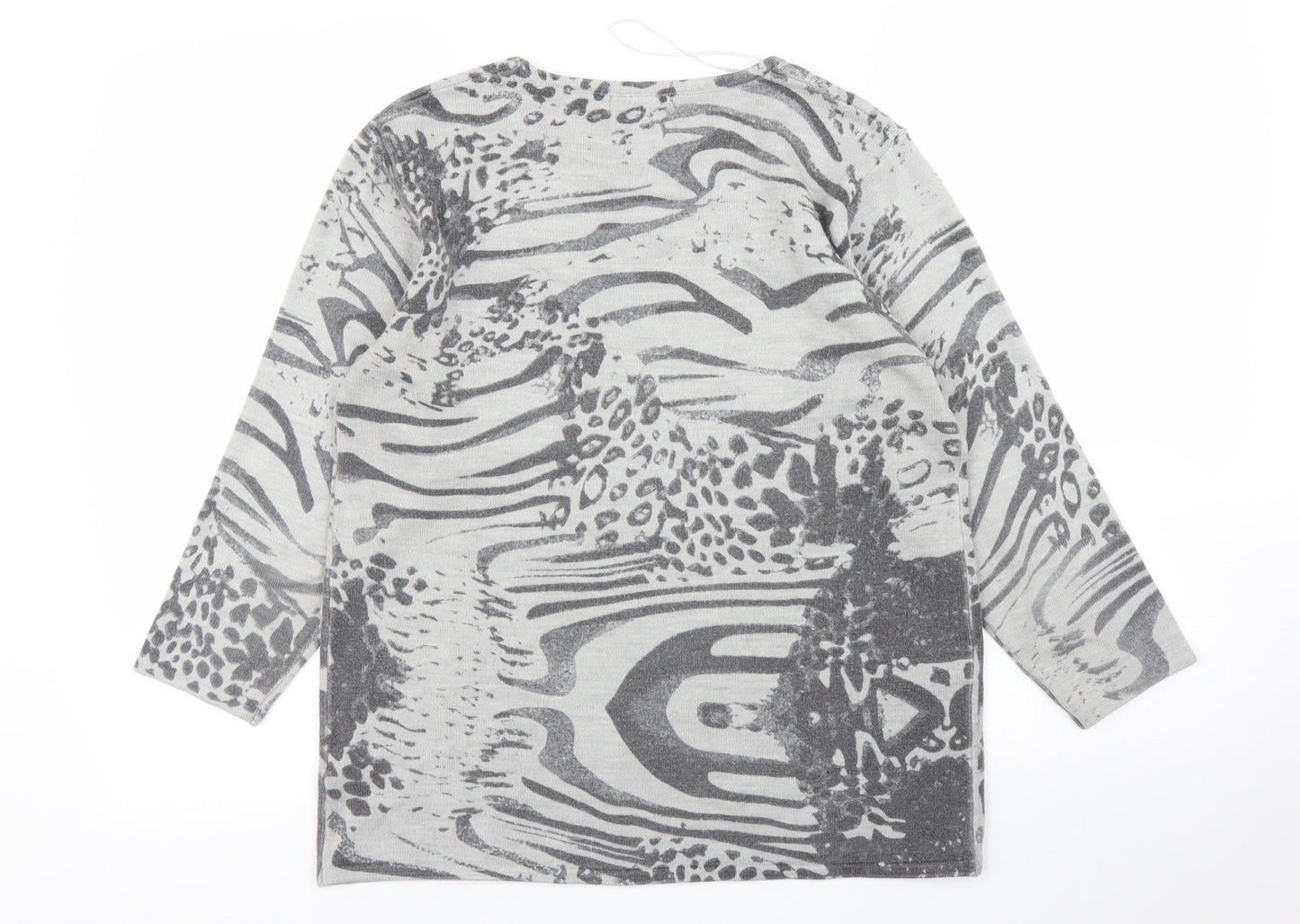 Ann Marie Womens Grey Animal Print  Pullover Jumper Size L  - Leopard print