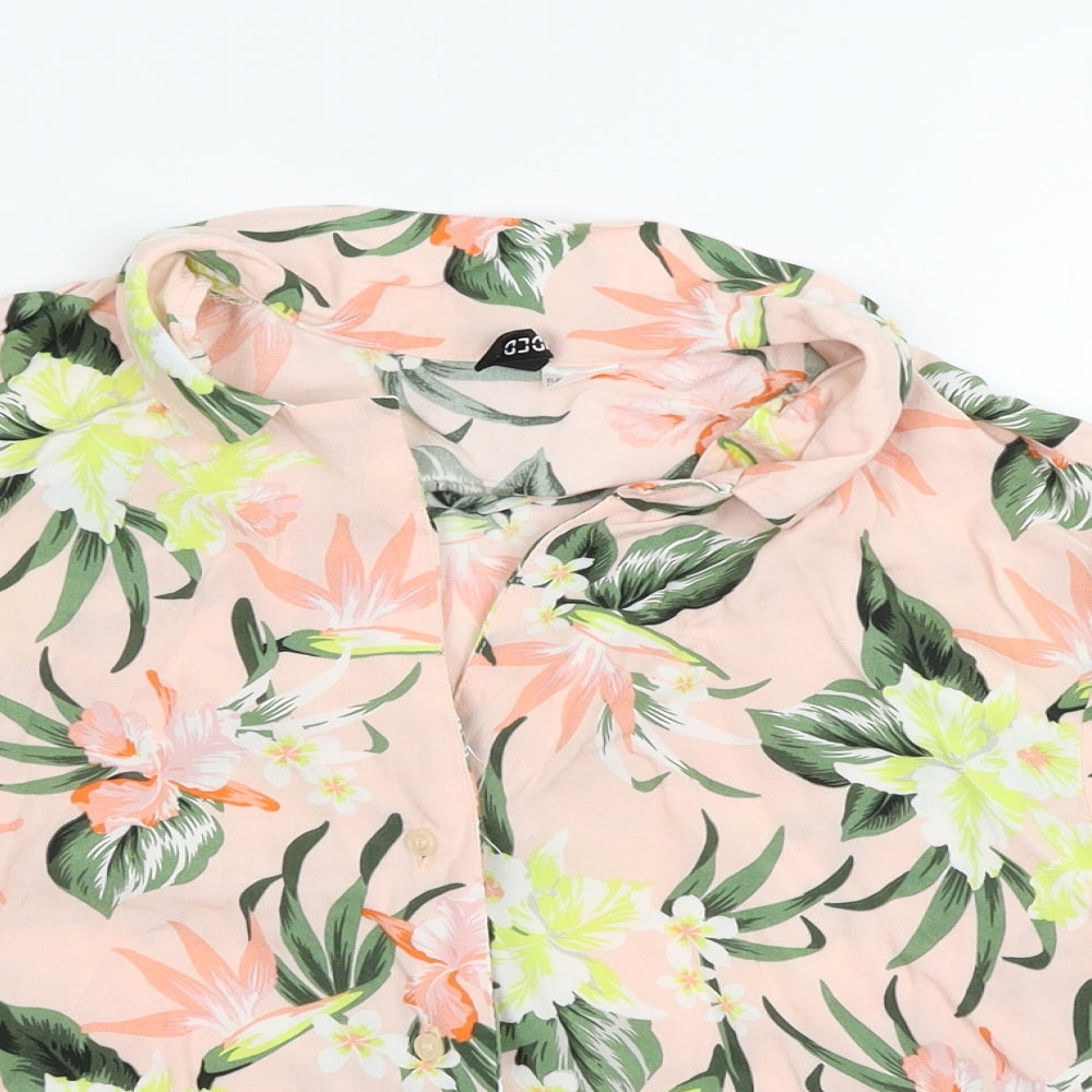 H&M Womens Pink Floral  Basic Button-Up Size 12