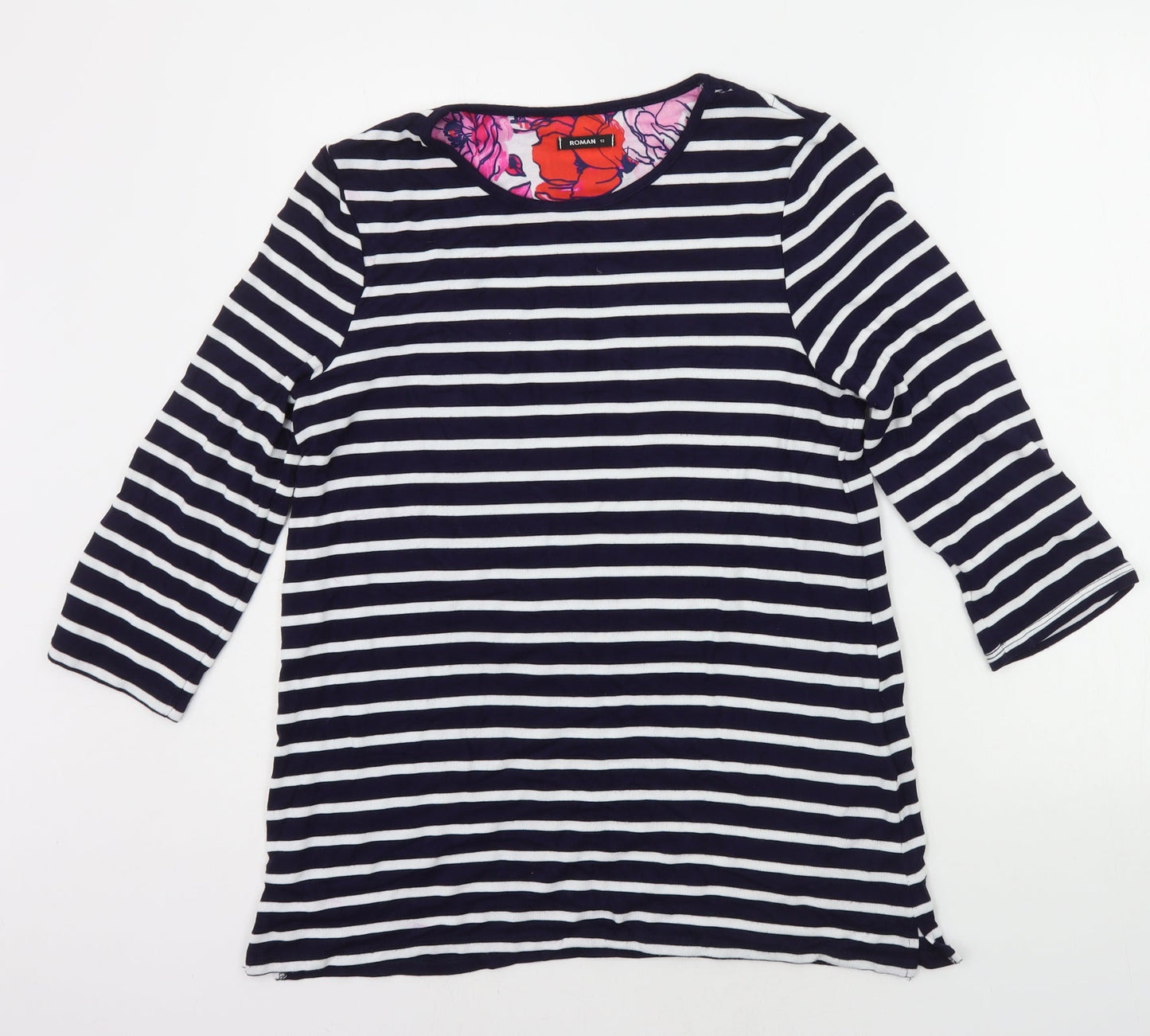 Roman Womens Blue Striped  Pullover Jumper Size 12
