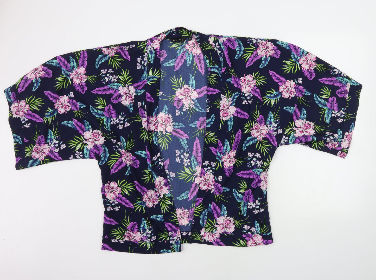 New Look Womens Blue Floral  Cardigan Jumper Size 12