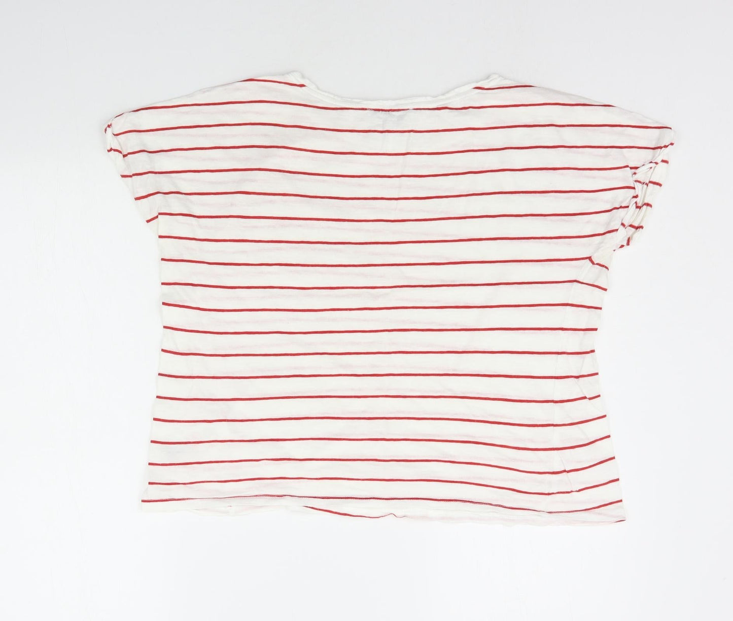 New Look Womens White Striped  Basic T-Shirt Size 8