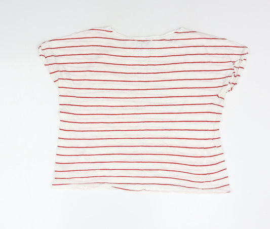 New Look Womens White Striped  Basic T-Shirt Size 8