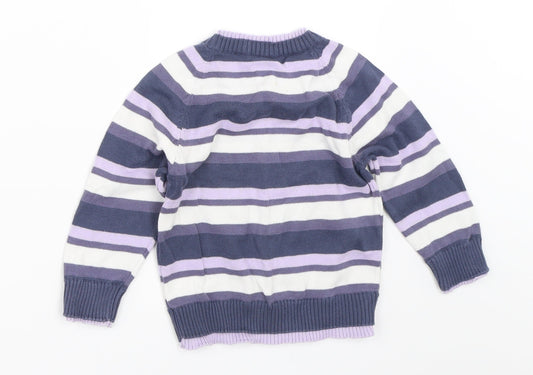 Matalan Girls Purple Striped  Pullover Jumper Size 12-18 Months