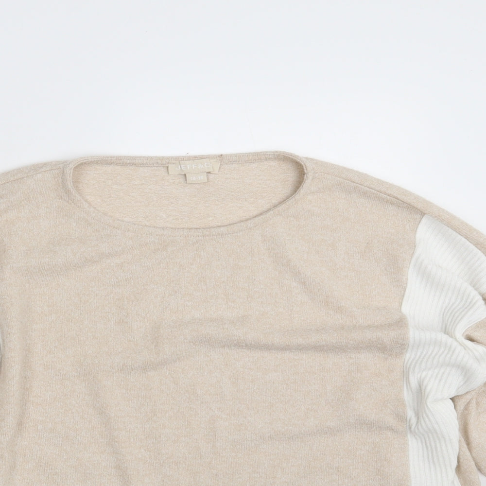 Jeff & Co Womens Beige   Pullover Sweatshirt Size 14