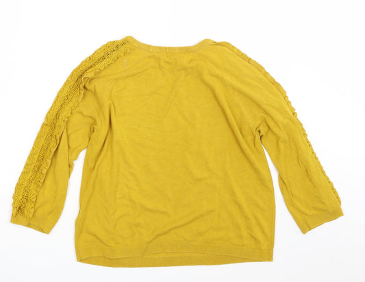 Per Una Womens Yellow Floral  Pullover Jumper Size 10