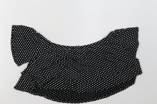 Boohoo Womens Black Polka Dot  Cropped Tank Size 10