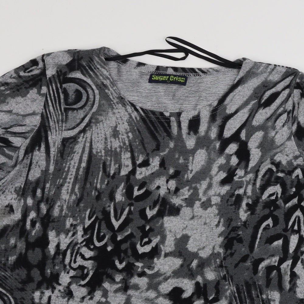 Sugar Crisp  Womens Grey Geometric  Pullover Jumper Size 12