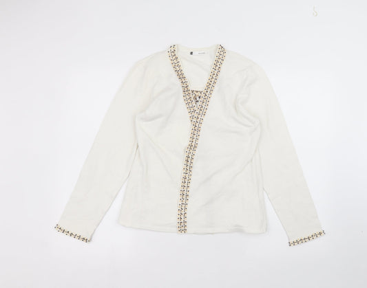 Viz-A-Viz Womens White   Cardigan Jumper Size 12