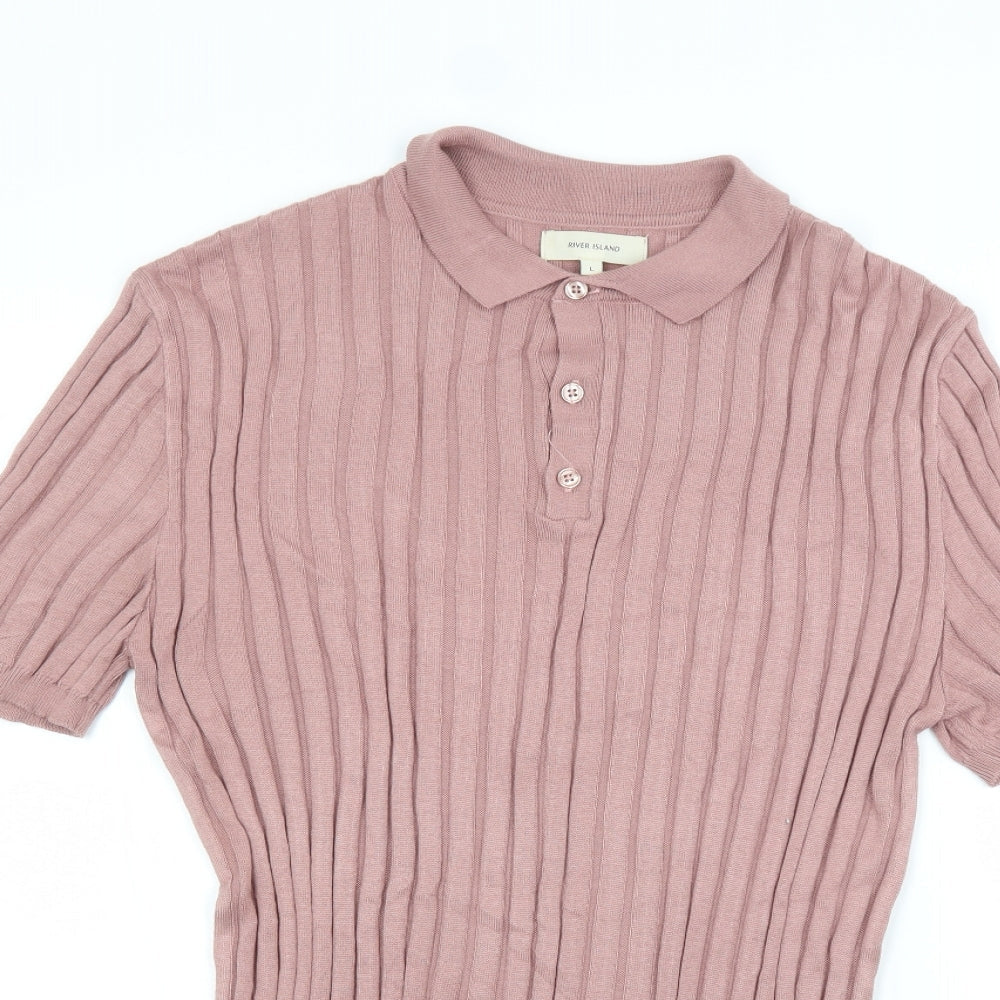 River Island Womens Pink   Basic Polo Size L
